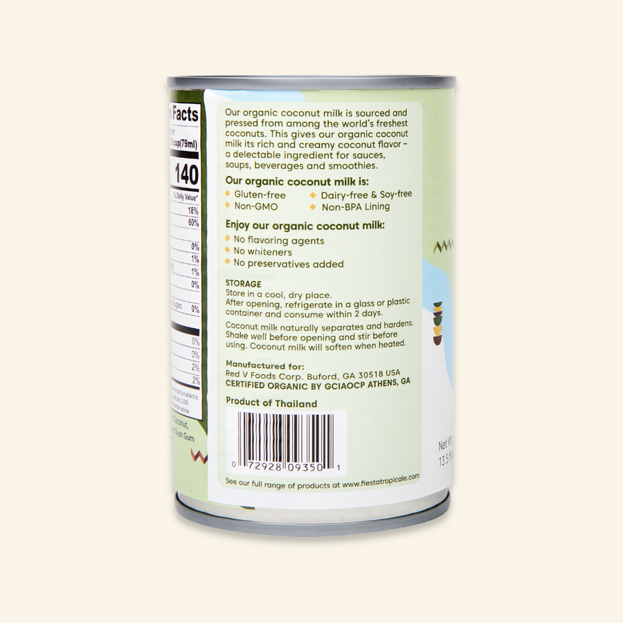 Organic Unsweetened Canned Coconut Milk - Case of 6 Cans