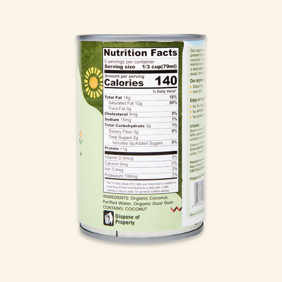 Organic Unsweetened Canned Coconut Milk - Case of 6 Cans